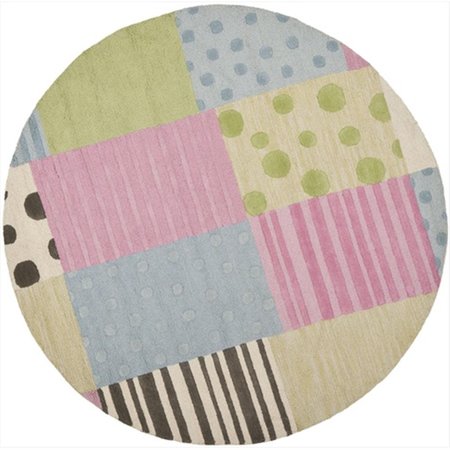 SAFAVIEH 6 x 6 ft. Round Novelty Kids Blue and Pink Hand Tufted Rug SFK322A-6R